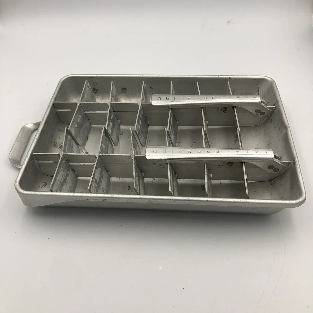 Vintage Double Fridgidaire Ice Cube Tray Quickube Aluminum Metal Quick‎ Release